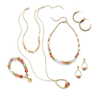 a.n.a Gold Tone Bead Frontal Gold Tone Collar Necklace