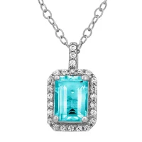 Genuine Topaz & Cubic Zirconia Sterling Silver Pendant Necklace