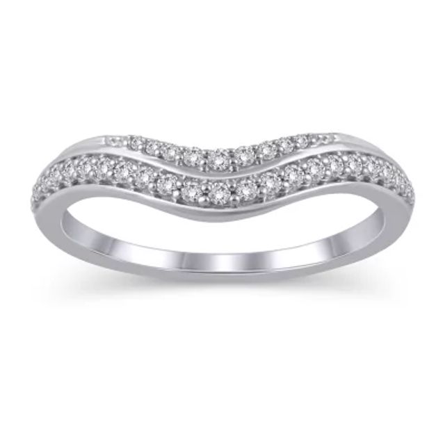 Womens 1/5 CT. Natural White Diamond 10K Gold Curved Wedding Ring Enhancer