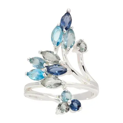 Sparkle Allure Crystal Pure Silver Over Brass Cocktail Ring