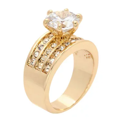 Sparkle Allure Crystal 14K Gold Over Brass Engagement Ring