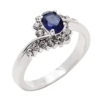 Sparkle Allure Crystal Pure Silver Over Brass Bypass  Engagement Ring