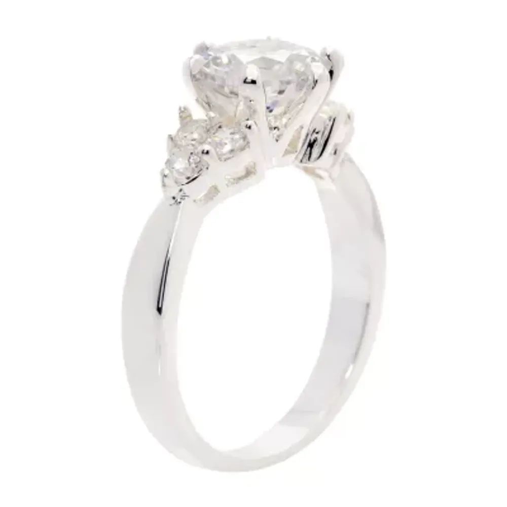 Sparkle Allure Cubic Zirconia Pure Silver Over Brass Engagement Ring