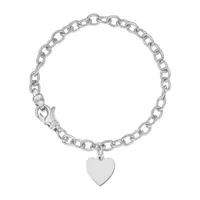 14K White Gold Heart Charm Bracelet