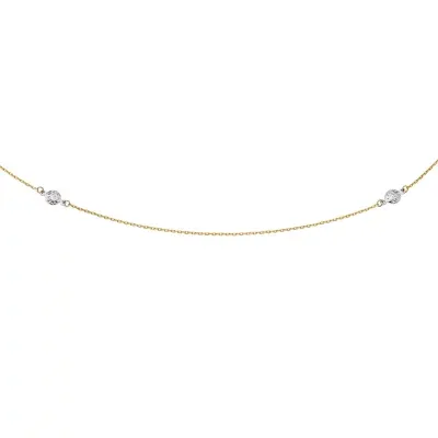 Womens 14K Two Tone Gold Round Beaded Necklace