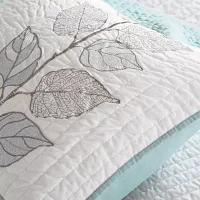 Madison Park Rochelle 6-Pc Embroidered Leaf Quilt Set With Throw Pillows