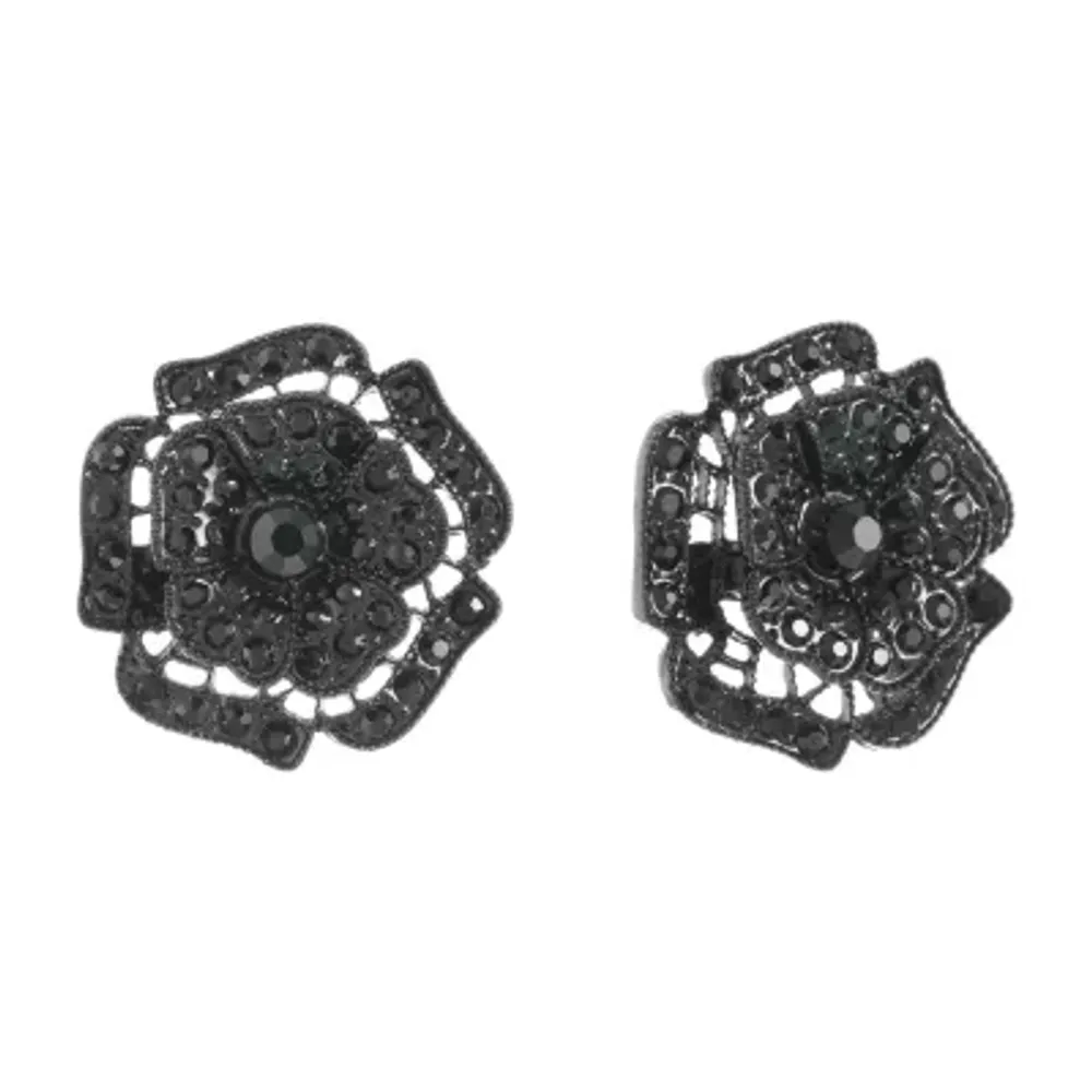 Mixit Black 30mm Flower Stud Earrings