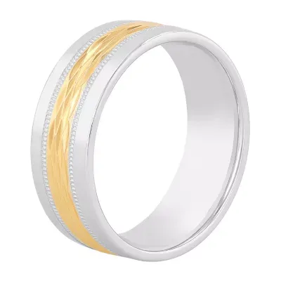 8MM 14K Gold Sterling Silver Wedding Band