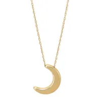 Womens 10K Gold Moon Pendant Necklace