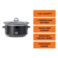 Kenmore Slow Cooker- 5 qt (4.7L)- Easy to Use- Dial Control- Black