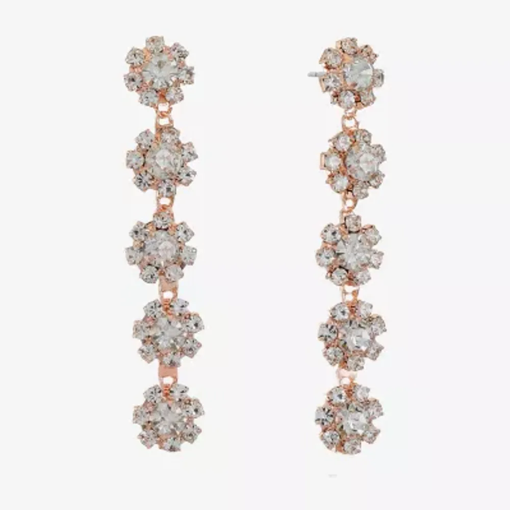 Monet Jewelry Rosegold Tone Flower Linear Drop Earrings