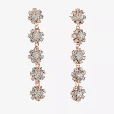 Monet Jewelry Rosegold Tone Flower Linear Drop Earrings