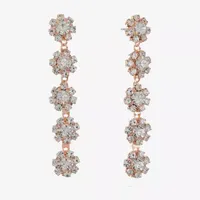 Monet Jewelry Rosegold Tone Flower Linear Drop Earrings