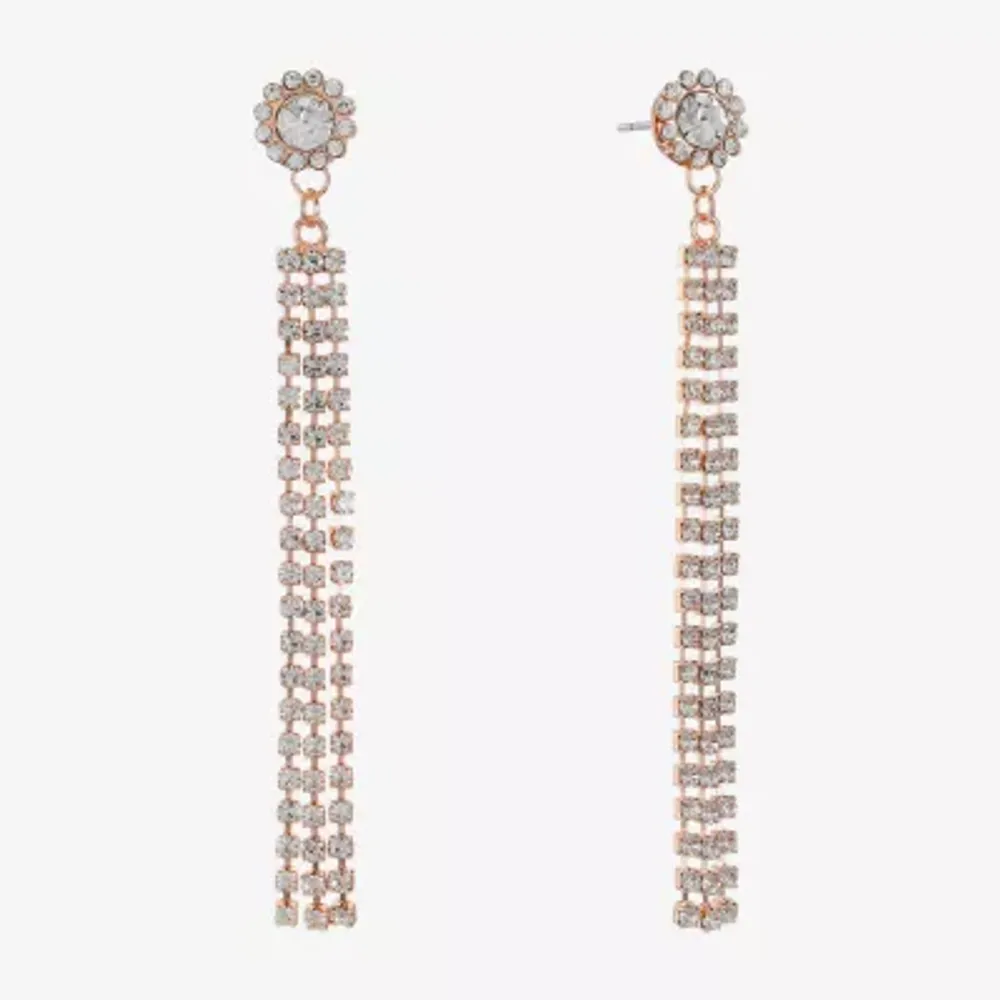 Monet Jewelry Rosegold Tone Linear Drop Earrings