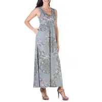 24seven Comfort Apparel Womens Sleeveless Floral Maxi Dress