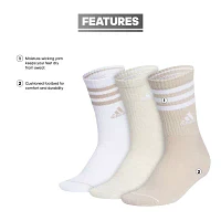 adidas Cushion 3 Pair Crew Socks Womens