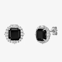 Genuine Black Onyx Sterling Silver 11mm Cushion Stud Earrings