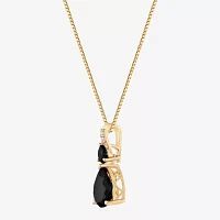 Womens Genuine Black Onyx 10K Gold Pear Pendant Necklace