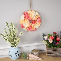 Northlight 8in Pink And White Peony Floral Indoor Wreath