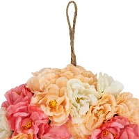 Northlight 8in Pink And White Peony Floral Indoor Wreath