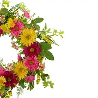 Northlight 23in Chrysanthemum And Daisy Floral Indoor Wreath