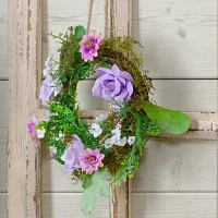 Northlight 8in Mini Rose Foliage Pink Purple Indoor Christmas Wreath