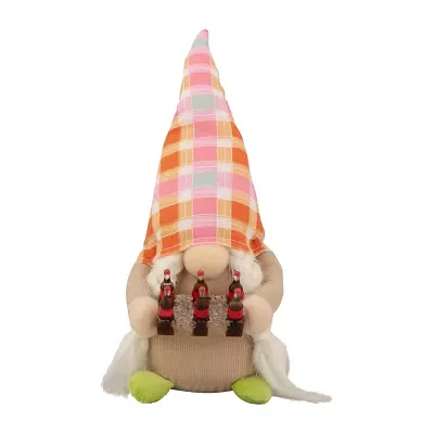 Northlight 9in Pink Andorange Plaid Springtime Gnome