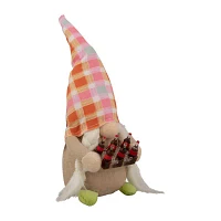 Northlight 9in Pink Andorange Plaid Springtime Gnome