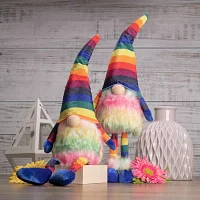 Northlight 20.5in Bright Rainbow Striped Christmas Gnome