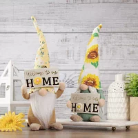 Northlight 15.25in Sunflower Hat With Home Sign Christmas Gnome