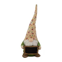 Northlight 16in Yellow Floral With Message Board Gnome