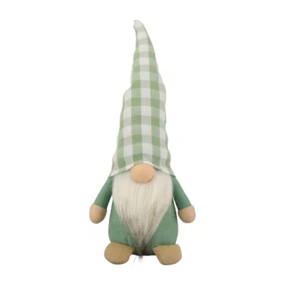 Northlight 12.25in Spring With Green Plaid Hat Christmas Gnome