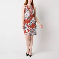 Studio 1 Womens Sleeveless Floral Shift Dress