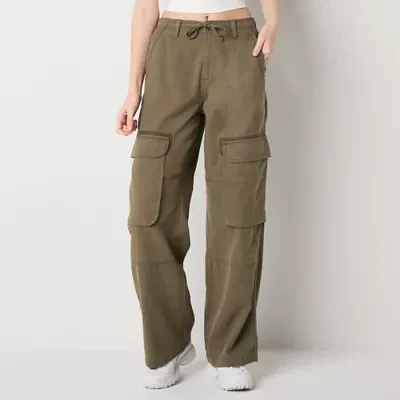 Arizona Airy Drape Womens Mid Rise Wide Leg Cargo Pant-Juniors