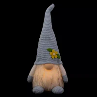 Northlight 12.25in Lighted Blue Withflower Hat Gnome