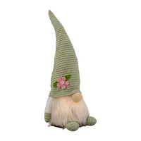 Northlight 12.25in Lighted Green With With Flower Hat Gnome