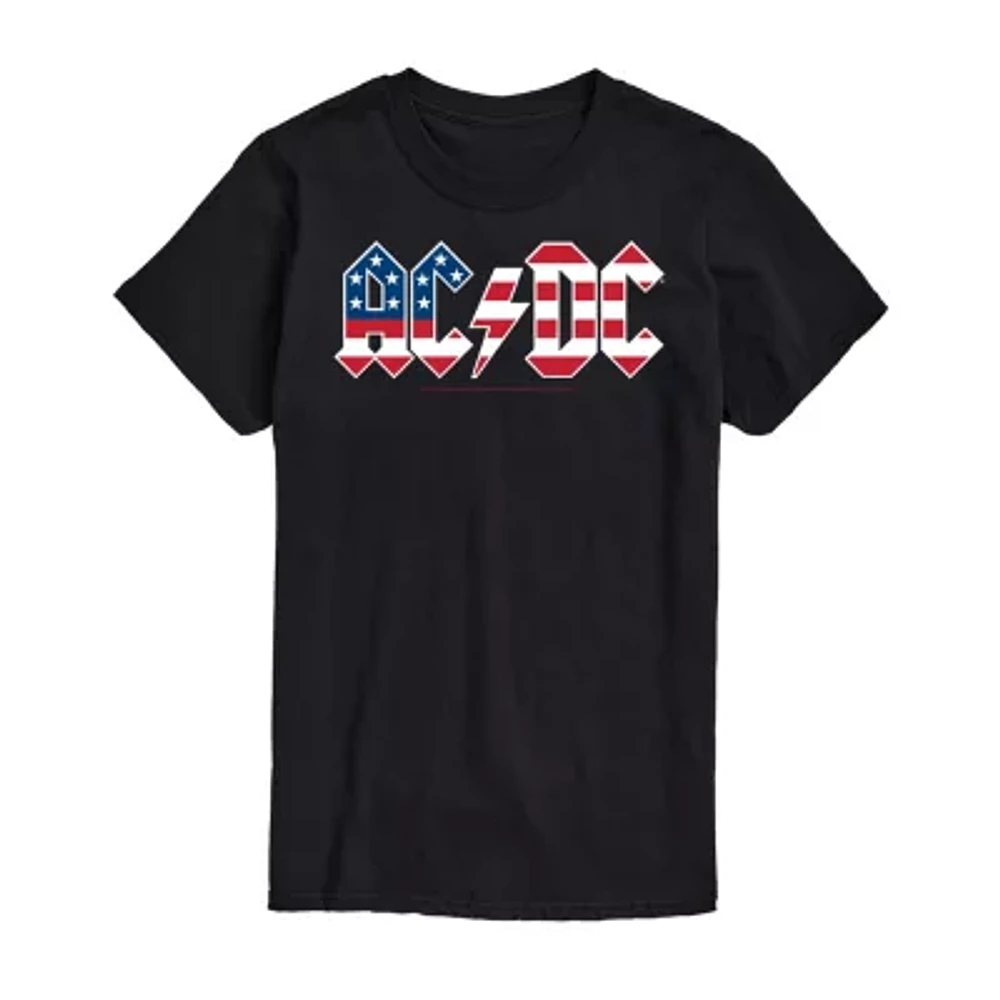 Mens Short Sleeve Americana AC/DC Graphic T-Shirt