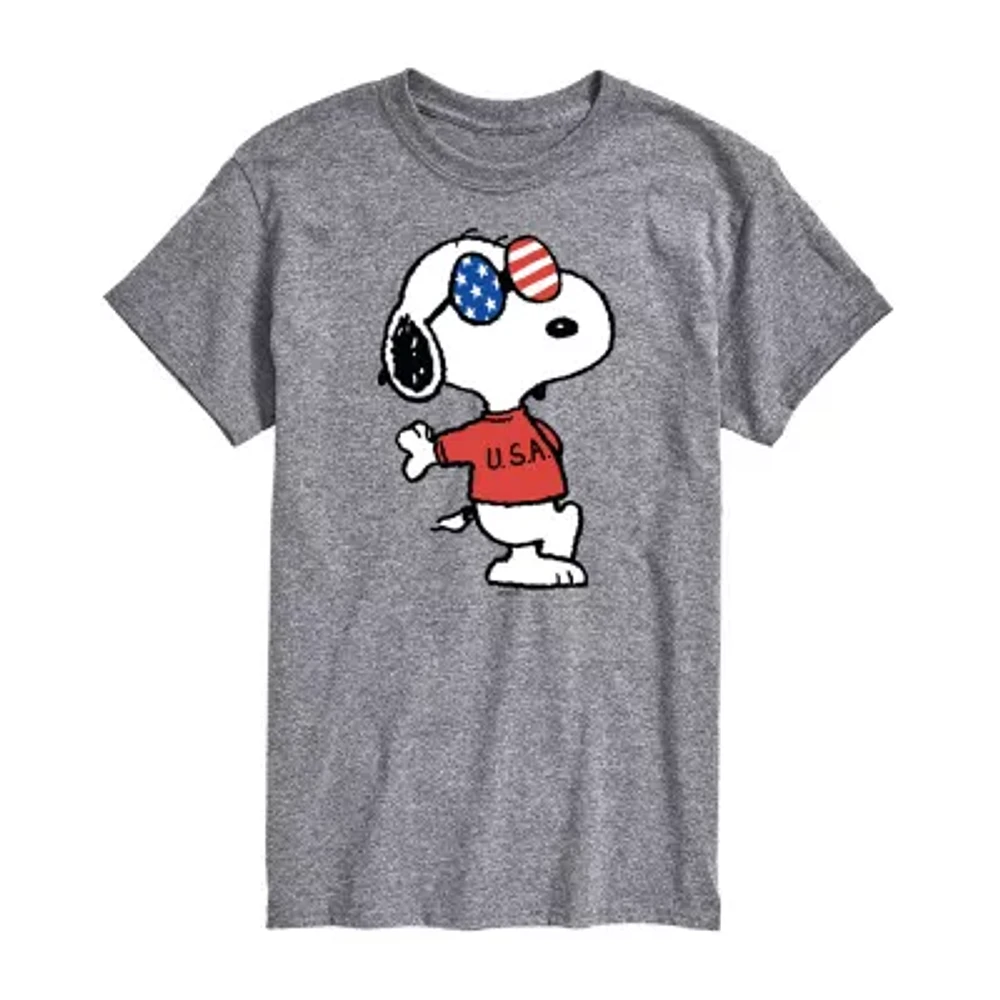 Mens Short Sleeve Americana Snoopy Graphic T-Shirt