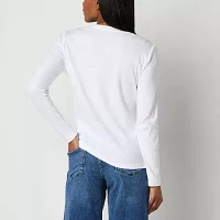 St. John's Bay Womens Tall V Neck Long Sleeve T-Shirt