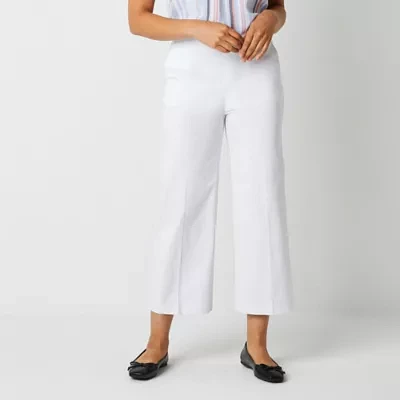 Liz Claiborne Womens Mid Rise Wide Leg Pull-On Pants