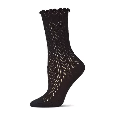MeMoi Pointelle 1 Pair Crew Socks Womens