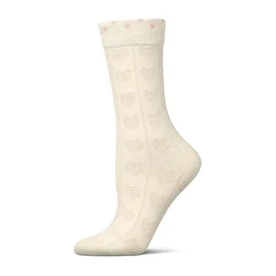MeMoi Pointelle Ruffle Edge 1 Pair Crew Socks Womens