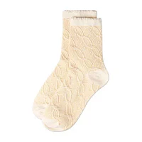 MeMoi Textured Floral Scallop Edge 1 Pair Quarter Ankle Socks Womens