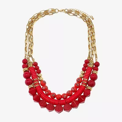 Mixit Layered Womens 20 Inch Beaded Necklace