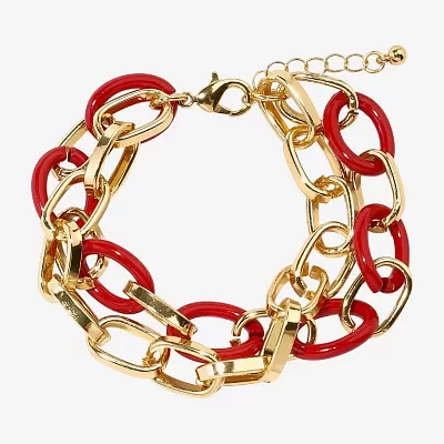 Mixit Layered Womens 7.5 Inch Link Bracelet
