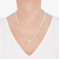 Womens Lab Created White Cultured Freshwater Pearl 14K Gold Over Silver Sterling Silver Chevron Pendant Necklaces