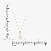 Womens 1/4 CT. T.W. White Cultured Freshwater Pearl 10K Gold Bell Flower Pendant Necklaces