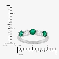 Womens 1/2 CT. T.W. Lab Created Blue Sapphire Sterling Silver Round Side Stone Cocktail Ring