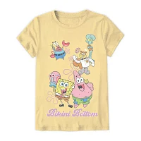 Little & Big Girls Crew Neck Short Sleeve Spongebob Graphic T-Shirt