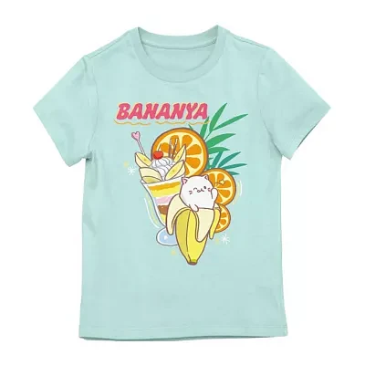 Little & Big Girls Bananya Crew Neck Short Sleeve Graphic T-Shirt